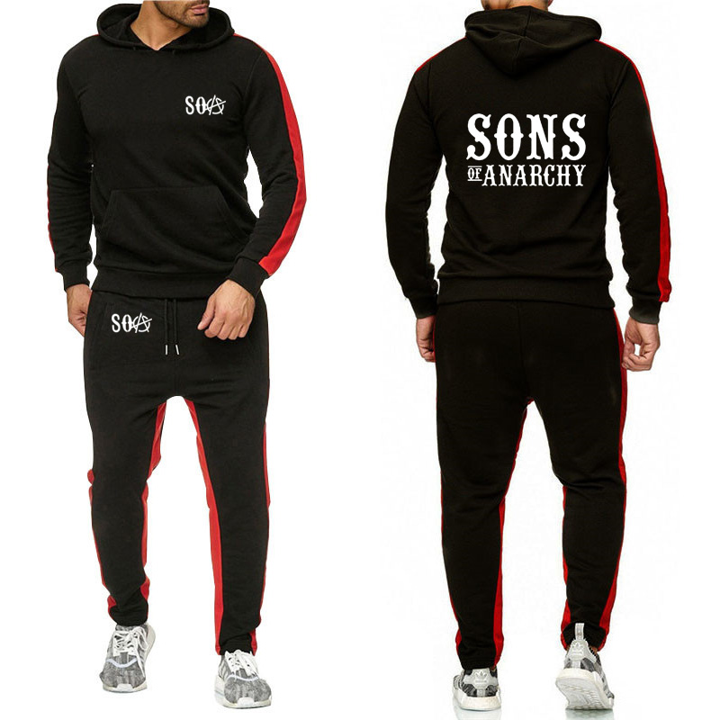 

SOA Sons of the child SONS Printed Fashion Hoodies Men Casual Fleece Warm Sweatshirt Hip Hop Mens Hoodies Pants Suit 2Pc, Black