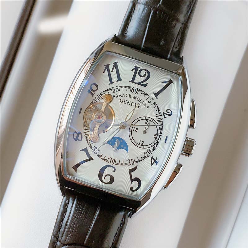 

Top Brand Tourbillon Men Watches FM Automatic Mechanical Watch Men High Quality Royal Oak Leather Mens Casual Watch Franck Business Watch, Black;brown