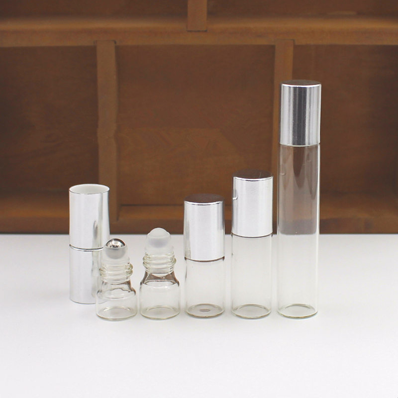 

1ml 2ml 3ml 5ml 10ml clear Glass Roll On bottle Essential Oils Bottle + Eye Masssge Stainless Steel Roller Ball F20171370