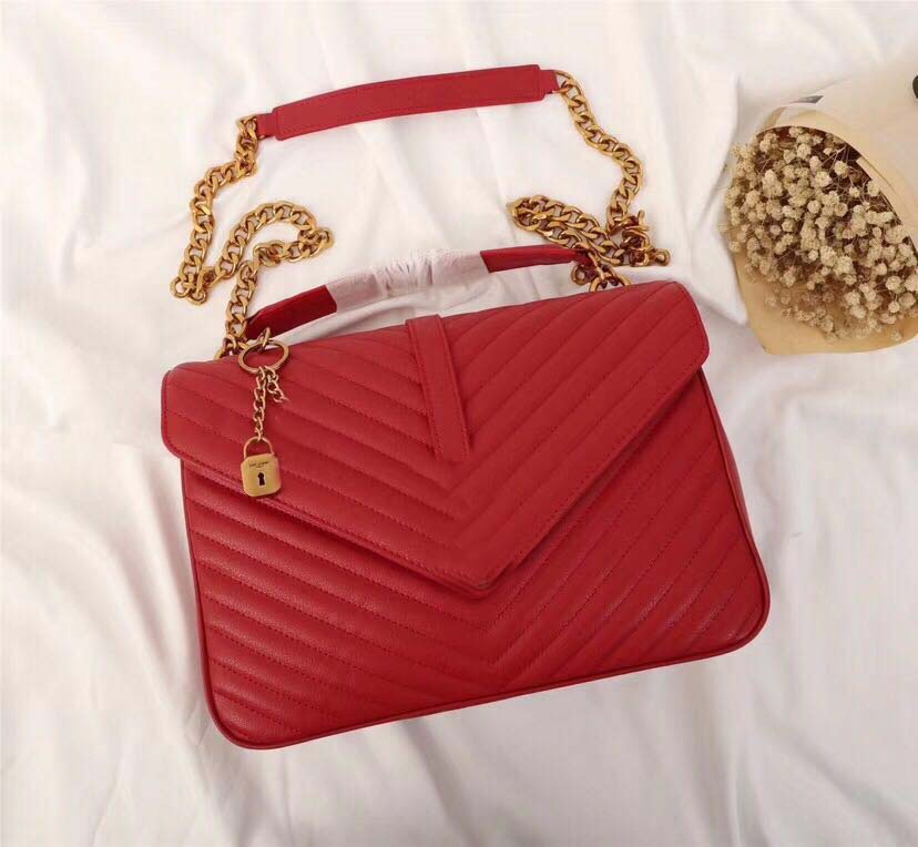 

Classic Handbags Genuine Leather Women Chain Shoulder handbag Clutch Tote Bags Messenger Bag Crossbody Purse Shopping Totes, As picture 1