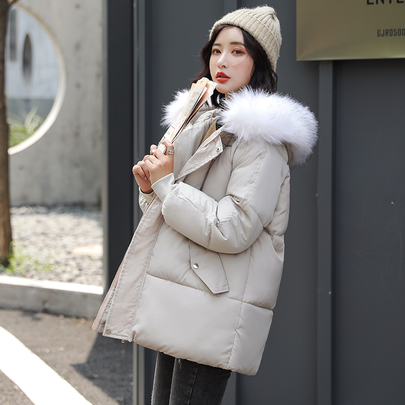 

Casual Women Winter Jacket Women Coat Fur Hooded Thick Warm Parkas Outerwear Jacket Plus Size XXL Female Coat Puffer, Beige
