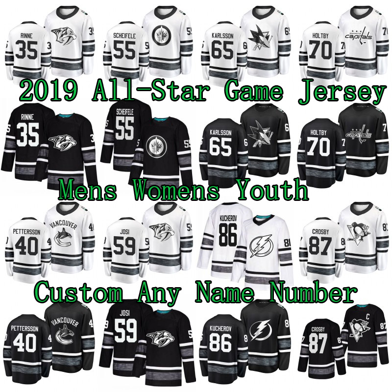 

2019 All-Star Game Jersey Pekke Rinne Elias Pettersson Mark Scheifele Roman Josi Erik Karlsson Braden Holtby Nikita Kucherov Sidney Crosby, 40 elias pettersson black