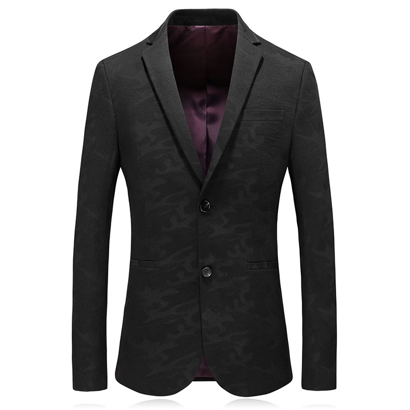 

2020 New style thicken camouflage print coats Men' fashion blazers jacket Men' single breasted casual business blazer men, Black