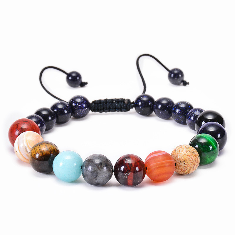 

Natural Stone Eight Planets Woven Bracelet Univers Solar System Tiger Eye Luxury Designer Jewelry Women Bracelet Mens Bracelets Couples Gift