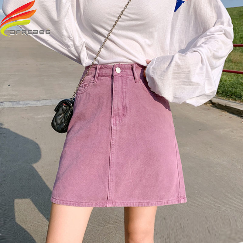 hot pink jean skirt