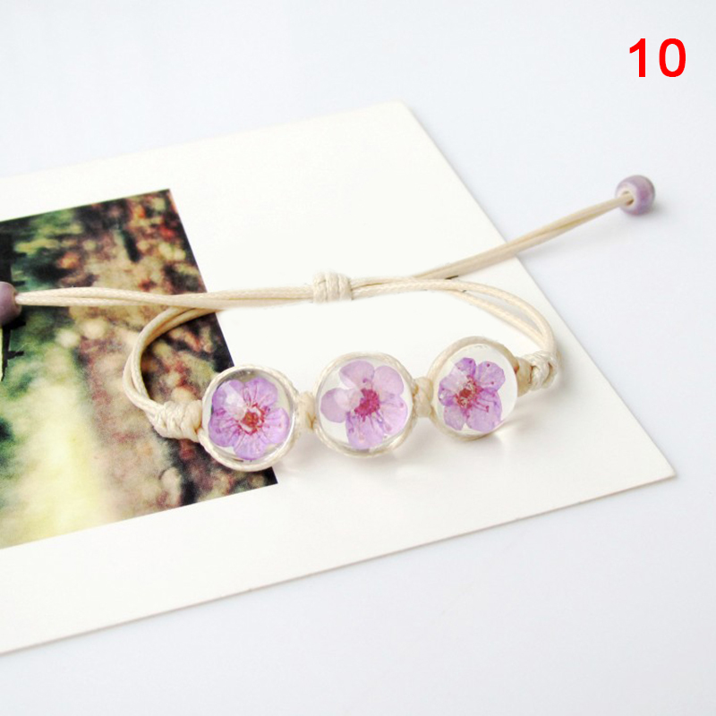 

Charm Bracelets Bohemian Style Hand-woven Bracelet Flower Natural Plant Dried For Women Girls BMF88