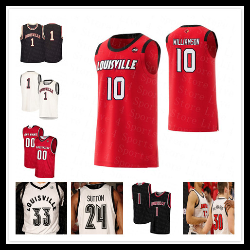 

2021 Men Basketball Louisville Colleges Jersey Nwora Steven Enoch Dwayne Sutton Darius Perry Lamarr Kimble 45 Mitchell Rozier III Custom, Red