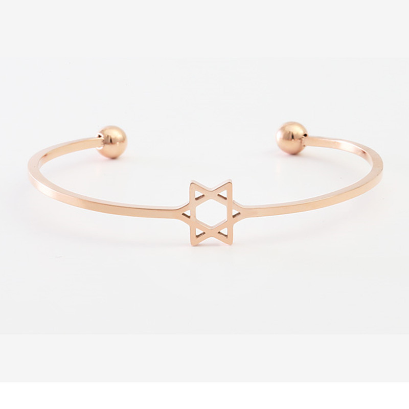 

European and American Fashion Pentagram Bracelet Open Rose Gold Bracelet Popular Six-Mans Watch Accessories