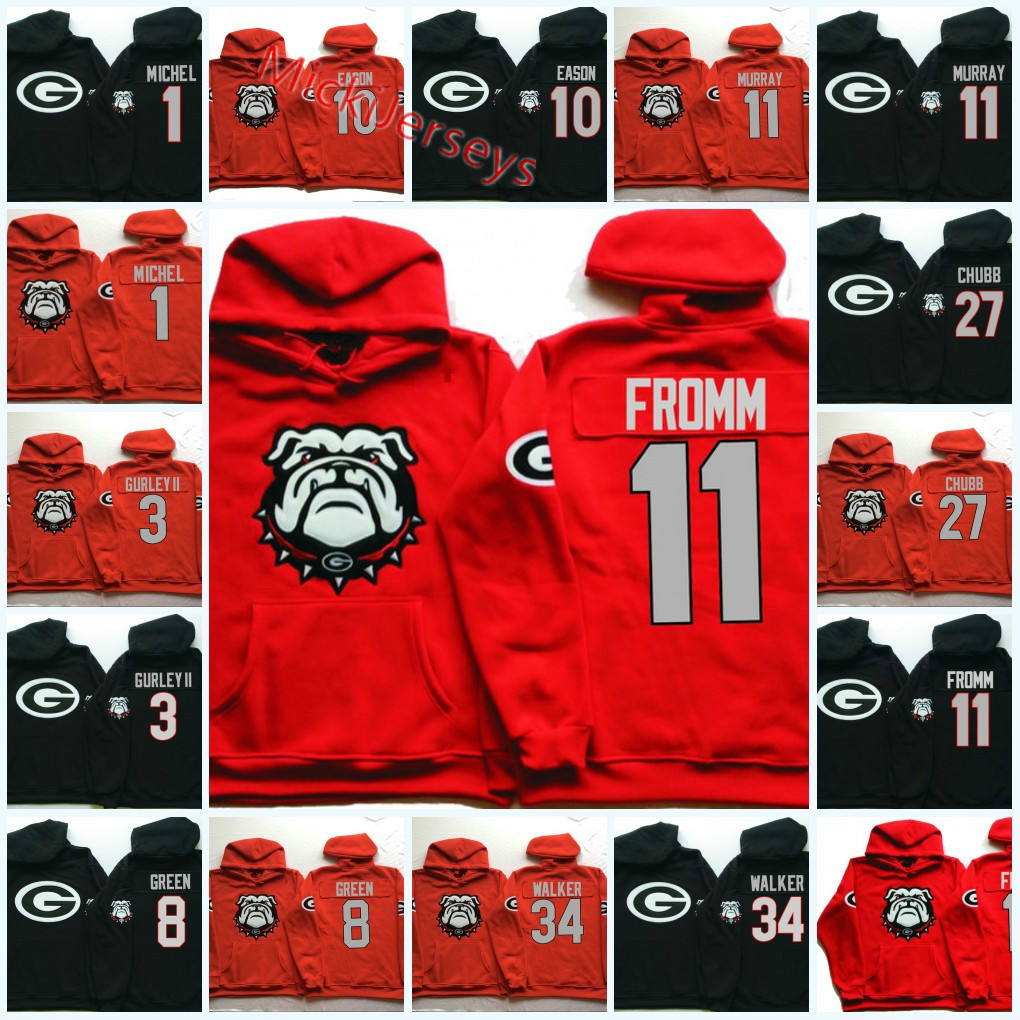 

Mens Georgia Bulldogs Jake Fromm hoodie Justin Fields Roquan Smith Malik Herring Elijah Holyfield D'Andre Swift Georgia Bulldogs hoodie, Black;white