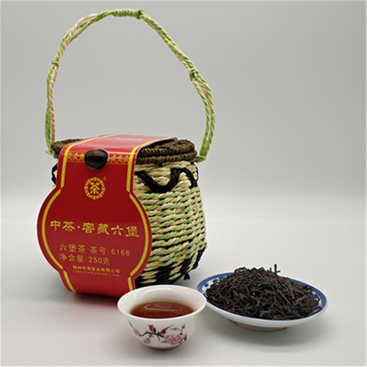 

CHINA LIU PAO TEA 6166 Liupao Hei Cha Liu Bao Aged Black Dark Tea In Basket 250g