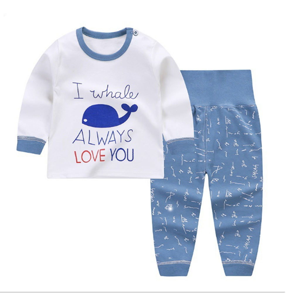 

Soft Baby Clothes 1-4T Comfortable Cotton High Waist Design Belly Pants Color Cotton Sets Children Protect Belly Clothes