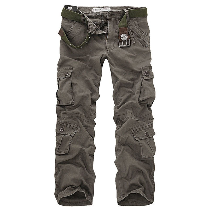 

Over Size Korean Fashion Loose Casual Pants Multi-pocket Washed Straight Overalls Men Long Pants (excluding belt, Black