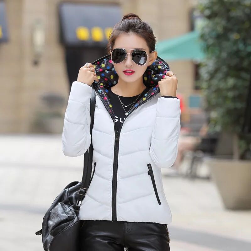 

Winter Jacket women 2018 Plus Size Womens Parkas Thicken Outerwear solid hooded Coats Short Female Slim Cotton padded basic tops, Black