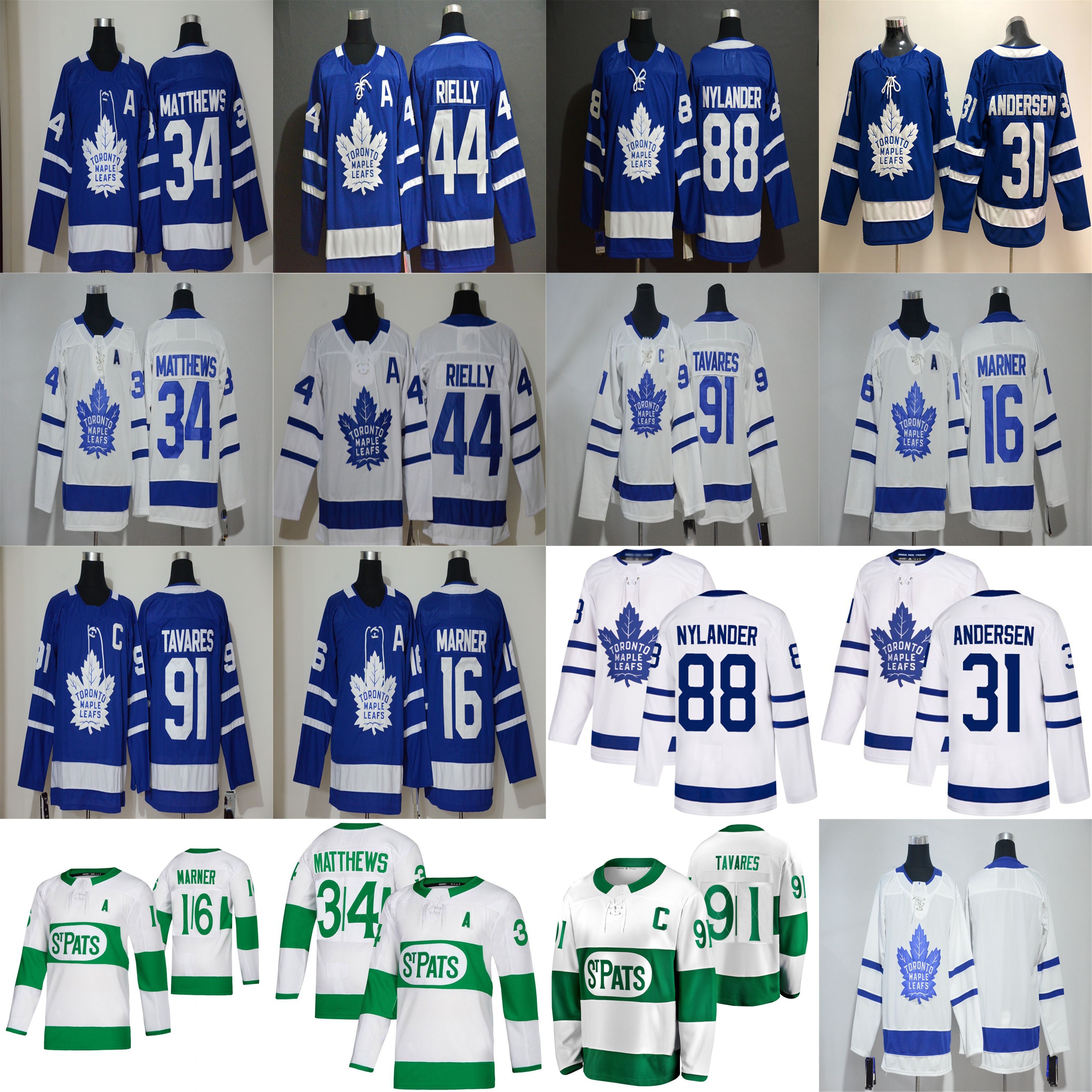 Toronto Maple Leafs Jersey 34 Auston Matthews 16 Mitchell Marner 91 John Tavares 44 Morgan Rielly 88 William Nylander Hockey Jerseys Stitche