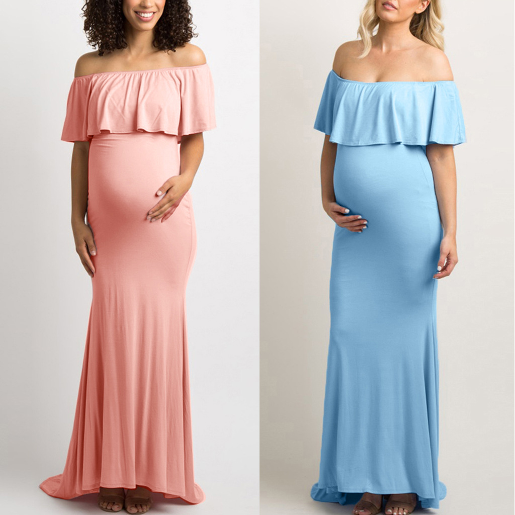 

Shoulderless Maternity Dresses For Photo Shoot Maternity Photography Props Pregnancy Dress Photography Maxi Dress Gown Pregnant, Black