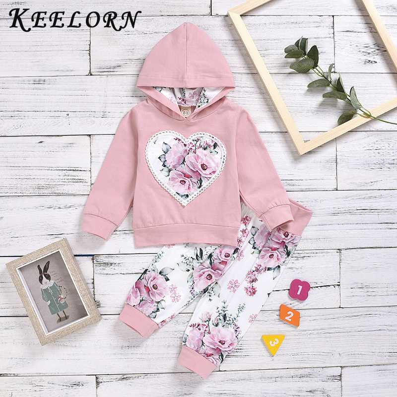 

Keelorn Newborn Baby Girls Clothes Sets Floral Hooded Sweater Tops Flower Print Long Pants 2Pcs Outfits Clothes Baby Girl Outfit, Ah1083pink