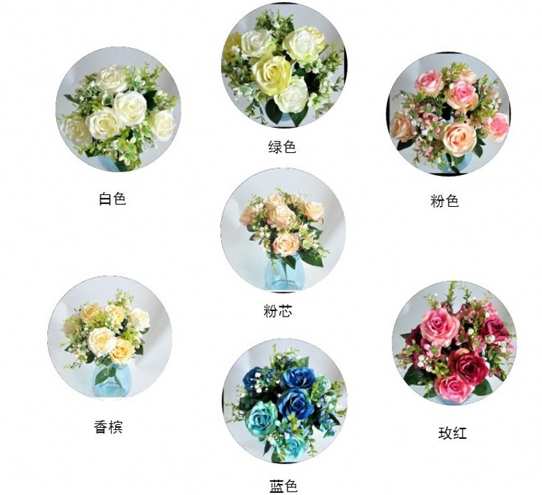 

Artificial flowers 12 head snow mountain roses home wedding decoration fake flowers holding flowers pure environmental simulation plants, White