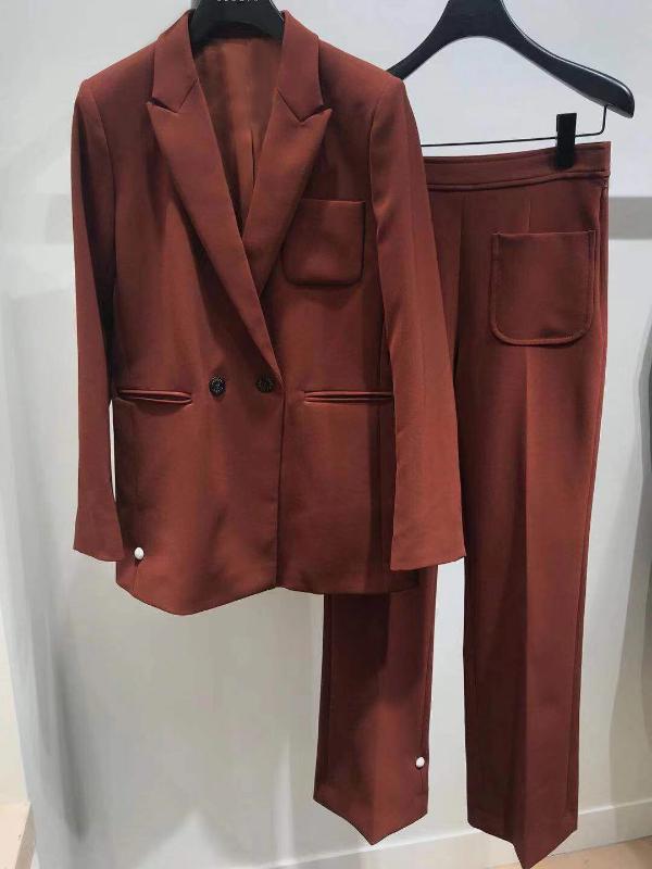 

2019 Autumn and Winter New Style Solid Straight Slim Trousers, Burgundy