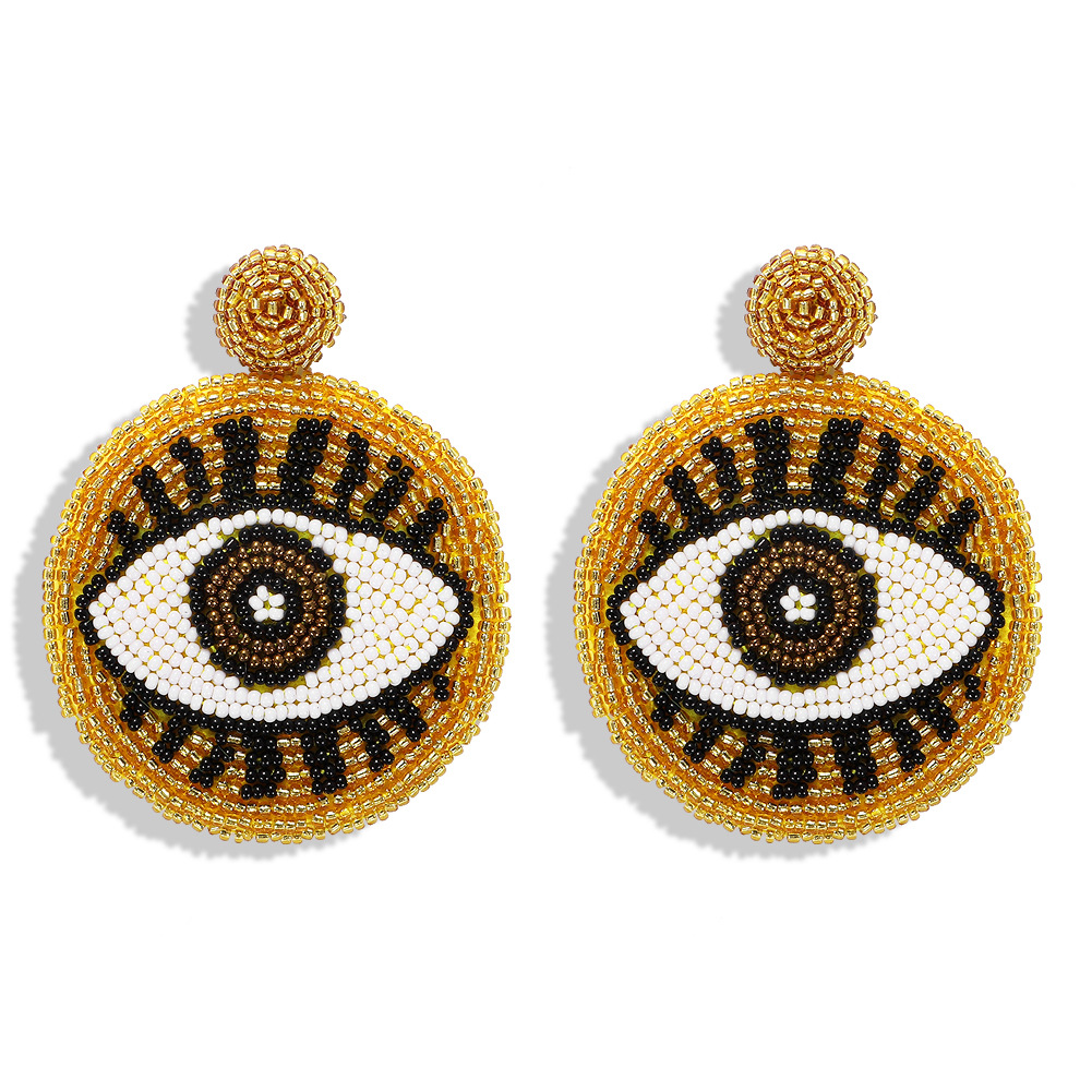 

Wholesale- special designer cute lovely big eye fashion exaggerated colorful beaded circular pendant stud earrings jewelry for woman