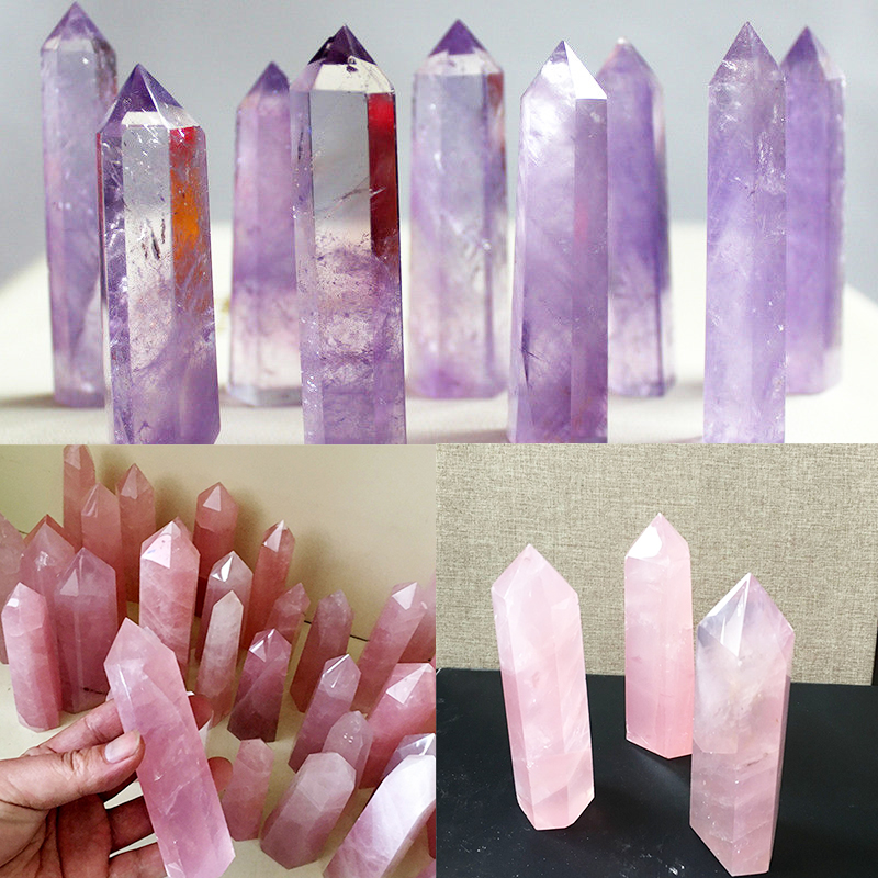 2019 New Hot Natural Amethyst Quartz Crystal Wand Point Brazilian Healing Stone Decoration Craft-image-520331797
