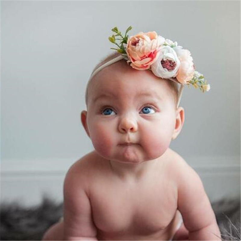 

Child Camellia Wreath Headdress Party Hat EUROPE Style Headband Garland Baby Headwear Hair Accessories Baby Shower Decoration