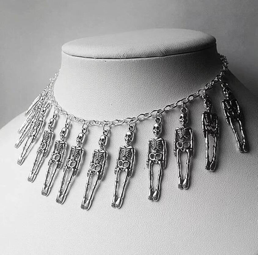 

European and American Gothic skeleton army skull exaggerated punk halloween Pendant Necklace Jewelry good friend clavicle chain 525