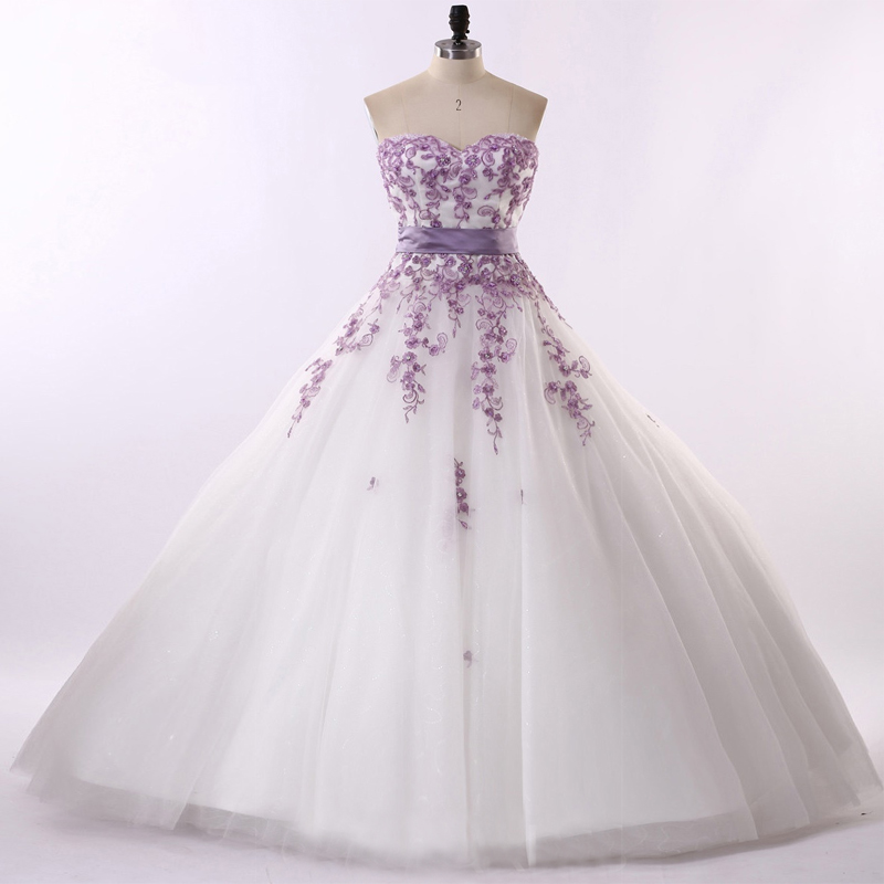 purple white wedding dress plus size