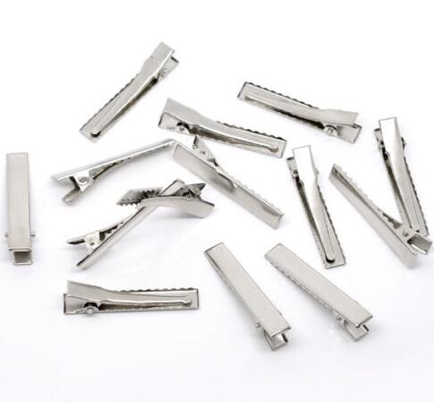 

100pcs Vintage Silver Clamps ALLIGATOR HAIR CLIPS 45mm SILVER METAL CROCODILE FOR BOWS BARRETTE For Women Hair Jewelry Gift Accessories