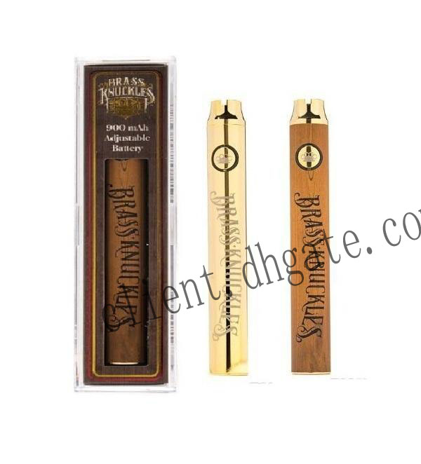 

Brass Knuckles Vape Battery Pen 650mAh Gold 900mAh Wooden Preheat VV Variable Voltage Vape Pen With USB Charger