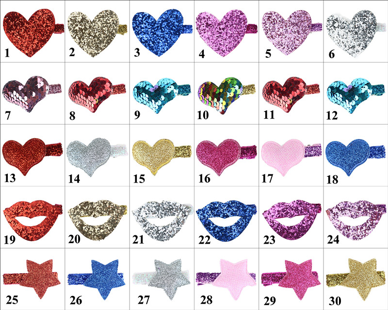 

Kid Hairpin INS Valentine Love Heart Pattern Child Hair Clips Sequins Boutique Lip Pattern Barrette Hair Accessories, Mix colors
