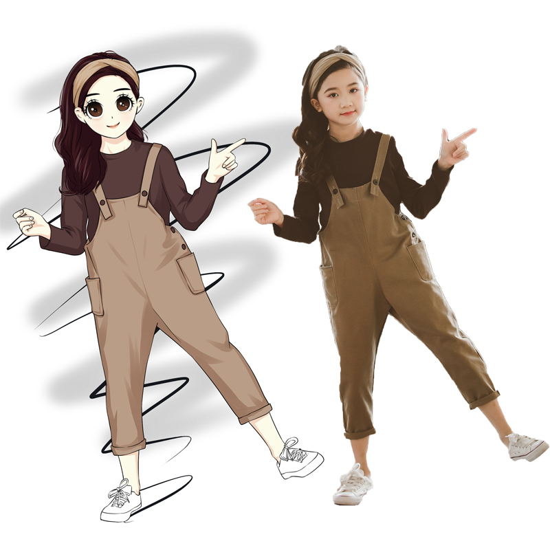 Ensemble de vêtements pour filles T-shirt + combinaison 2 Pcs Printemps Automne Costume Pour Filles Casual Enfants Vêtements Fille Vêtements Pour