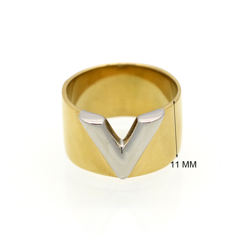 

Wholesale- brand 316L Titanium steel jewelry wholesale V Rings for woman wedding ring jewelry gold/silver color