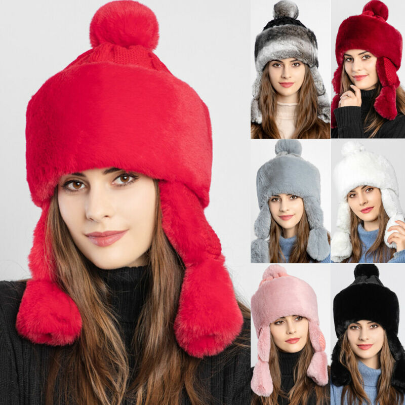 

Trapper Hats Women Winter Warm Hat Est Outdoor Fluffy Fleece Faux Fur Earflap Ski Cap Casual Ear Protector Cover Bomber