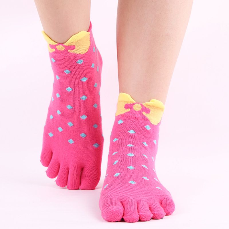 

Female Toe Socks Cute Printed Silica Gel Non-Slip Profession Breathable Swear Soft Fashion Fitness Sports Sock 5 Fingers Women, Yellow