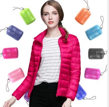 

Wholesale new thin women's short white duck down jacket, Rose red