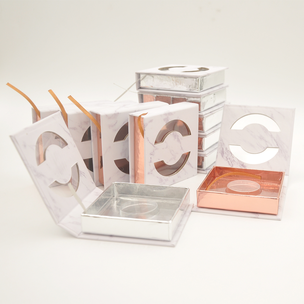 Boîte de cils carrée en gros boîte d'emballage de cils personnalisée emballage de faux cils en marbre étui à cils vide boîte de cils de vison 3D