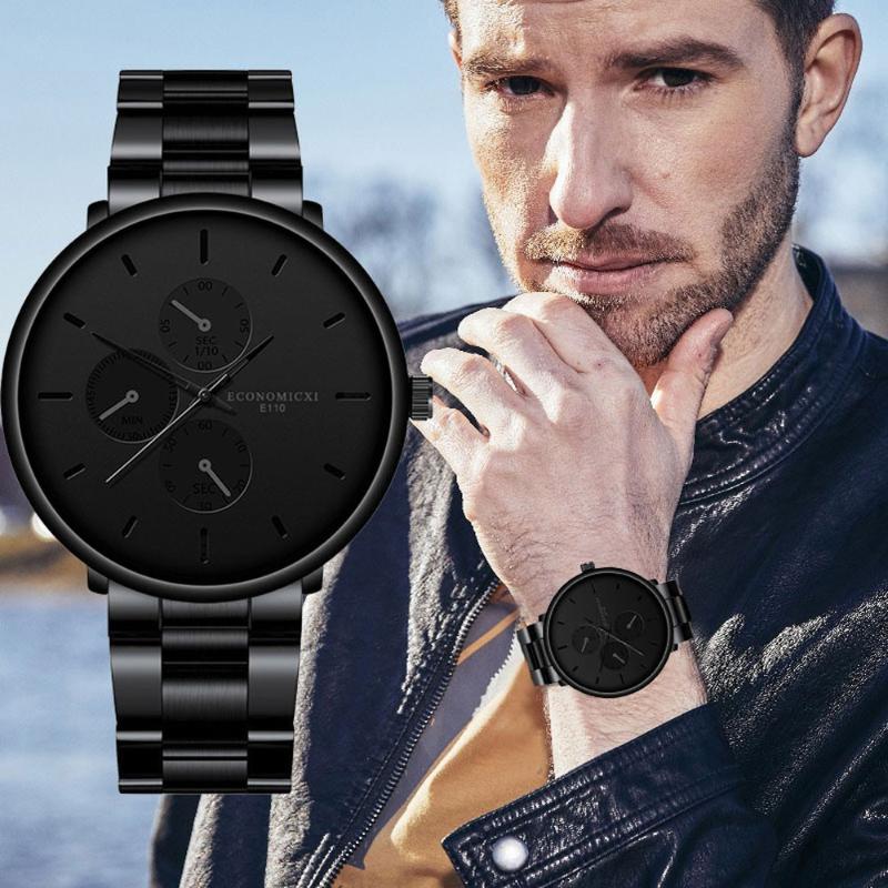

New Wrist Watch Mens Watches Quartz Men Clock Minimalist Watch Men Analog Fashion Business Black Stainless Steel Strap relojes