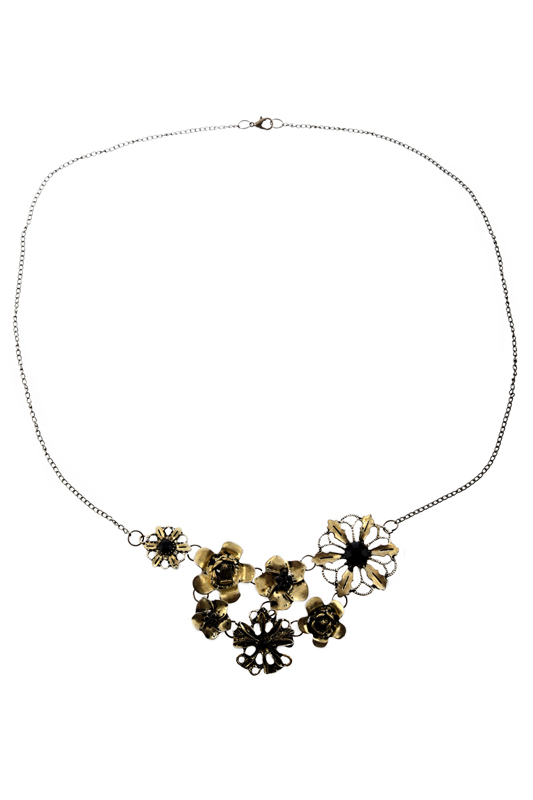 

Bronze Mixed Flower Bouquet Necklace, Lots of Fragrant Flowers Necklace