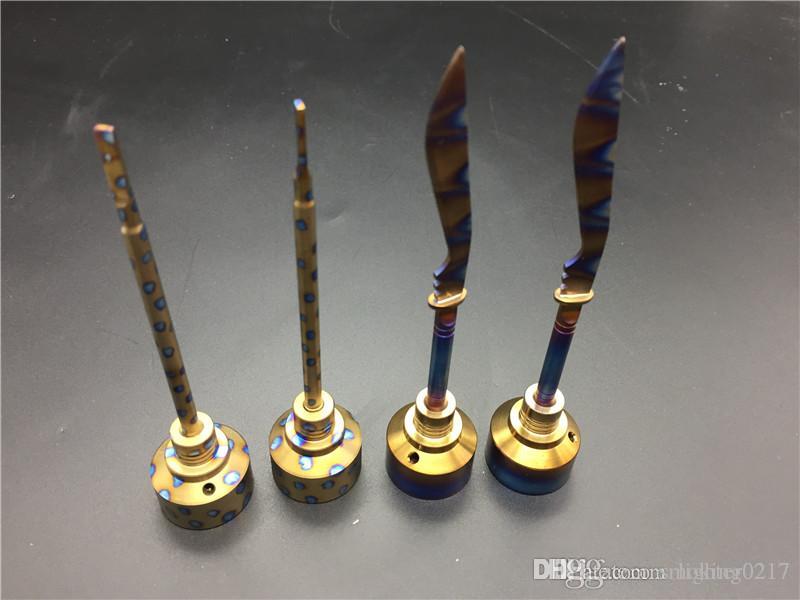 colorful G2 Titanium Carb Cap Tool Domeless Titanium Nail TitaniumTi Nail Titanium Dab Tool with Carb Cap Dabber Grade 2-image-538448419