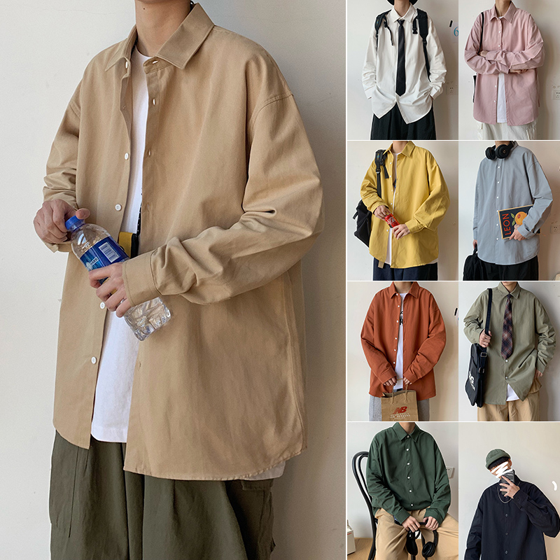 

2020 Plus Size Shirts Fashion Loose Fit Long Sleeve Shirts Mens Cotton Dress Shirt Casual Dress Shirt for Men Street Clothing, Black