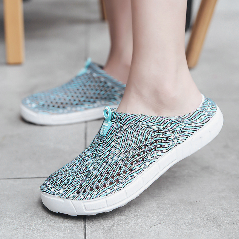 

Summer Starry Porous Shoes Women's Outdoor Breathable Beach Shoes Fashion Bird's Nest Light Slippers Large Size, Black