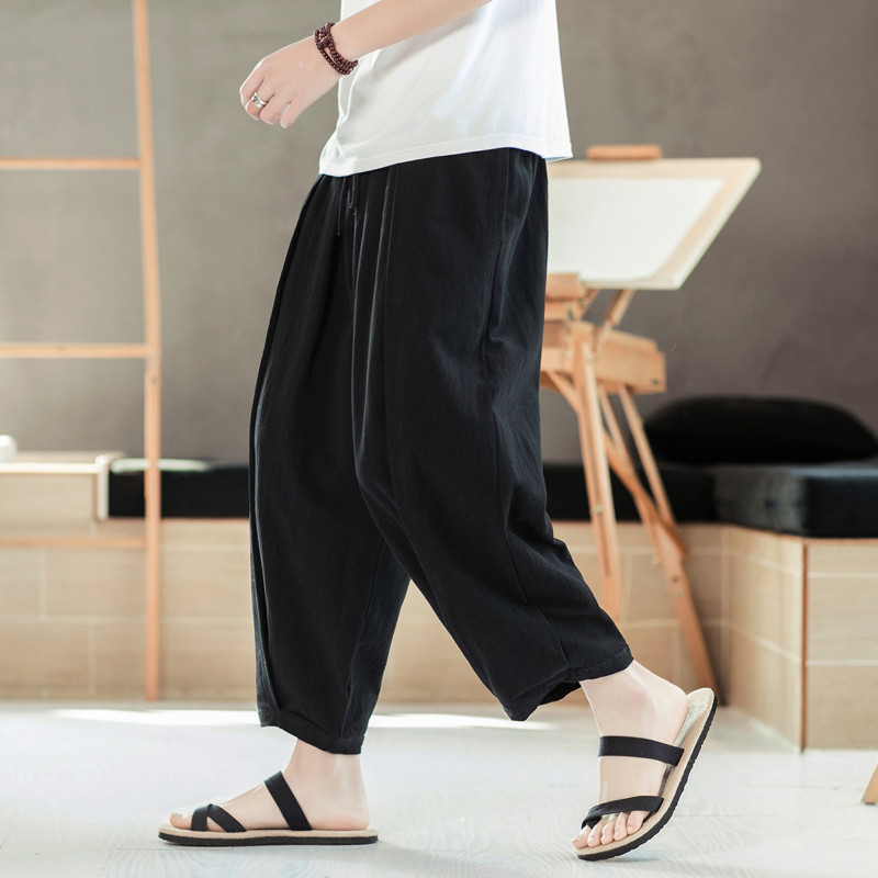 

Plus size -7XL Chinese Style Casual Men Harem Pants Men Jogger Pants Fitness Trousers Male Chinese Traditional Harajuku, Black