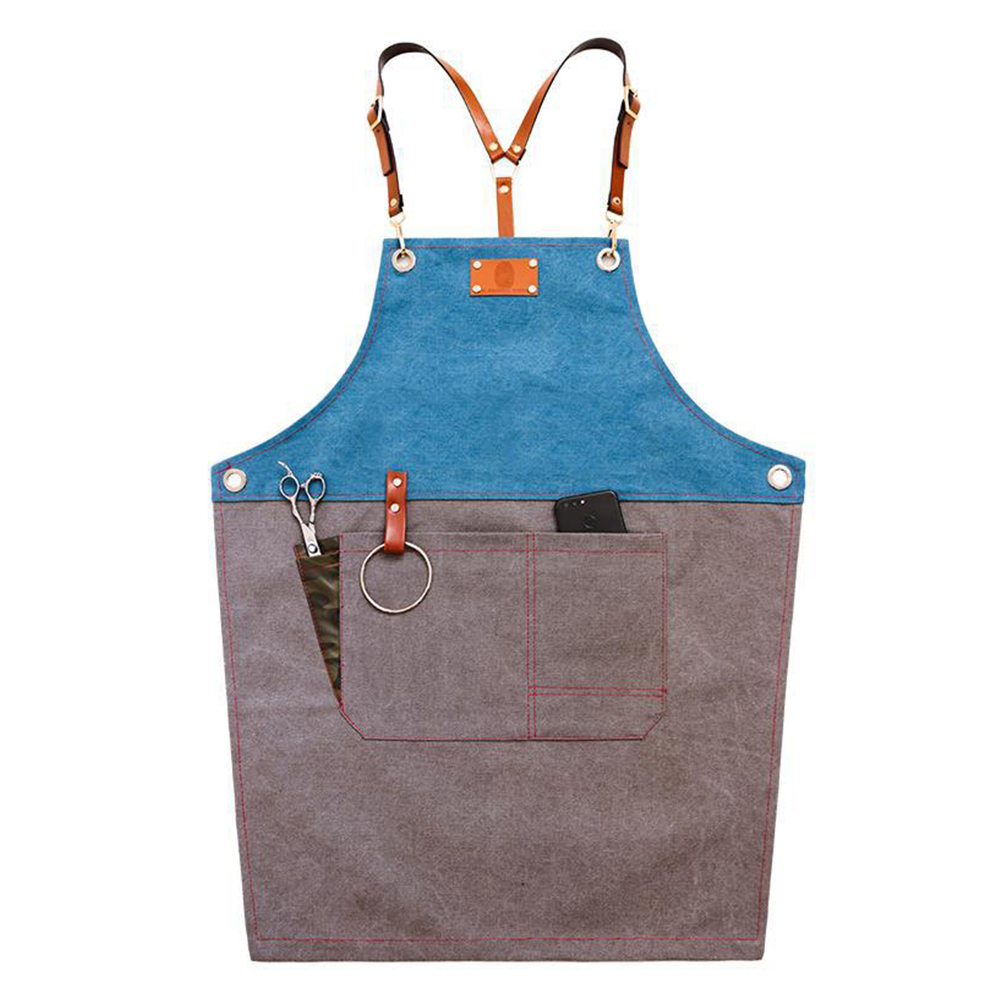 

Unisex Cooking Apron PU Leather Belt Barbecue With Pocket Coffee Bar Practical Waiter Home Sleeveless Denim Restaurant Kitchen