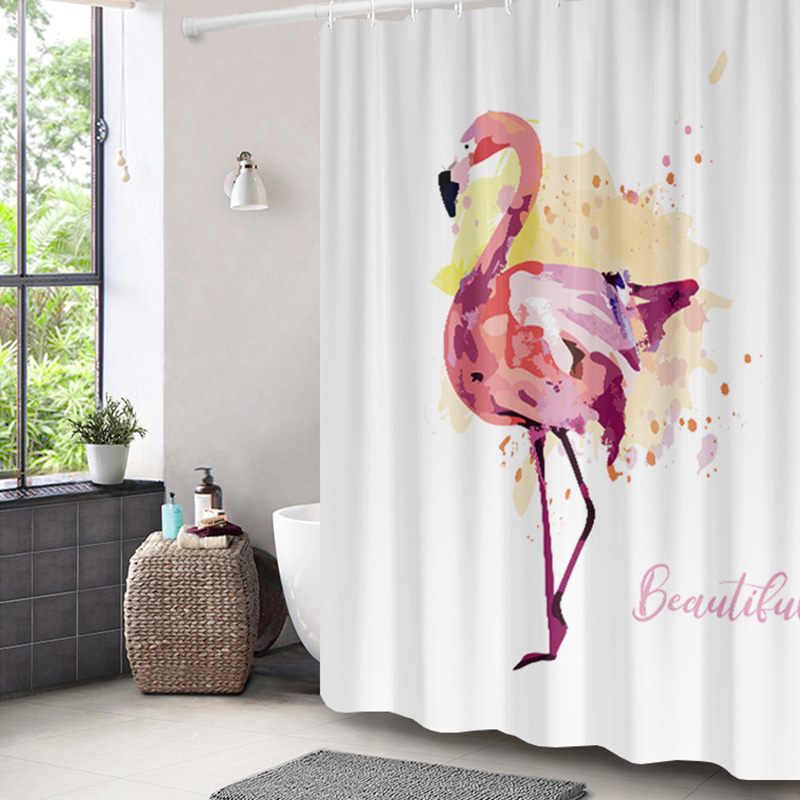 

Flamingo Shower Curtains Nordic Thicken Polyester Waterproof Hanging Bath Curtain High Quality Home Decoration Bathroom Curtains
