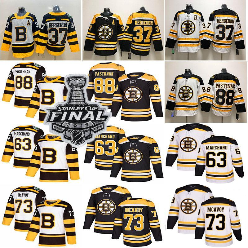 

2019 Stanley Cup Boston Bruins Jerseys 37 Patrice Bergeron 88 David Pastrnak 40 Tuukka Rask 63 Brad Marchand 33 Zdeno Chara Hockey Jerseys, Black;red
