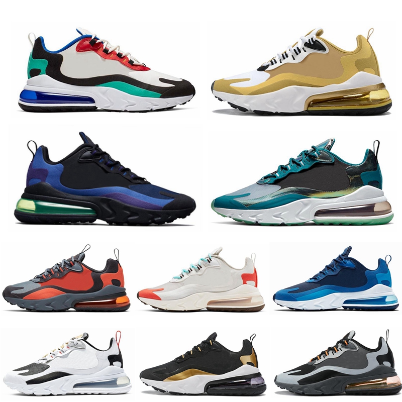 

2020 Sea Green 270 React Mens Women Running Shoes Metallic Gold Bauhaus Blue Bright Violet Triple White Black 270s Sports Outdoor Shoe