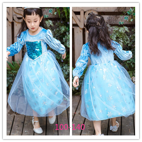 

2020 Girl Snow queen 2 II Princess Dress Baby Snowflake Cloak Costume Halloween Party Cosplay Fancy Dresses Kids Sequins Skirts HHC 001, As picture