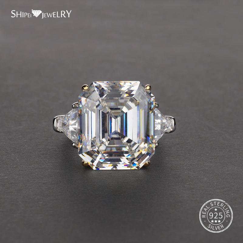 

Shipei Asscher Cut Moissanite Ring White Gold for Women Men 100% 925 Sterling Silver Moissanite Ring Engagement Wedding Coctail