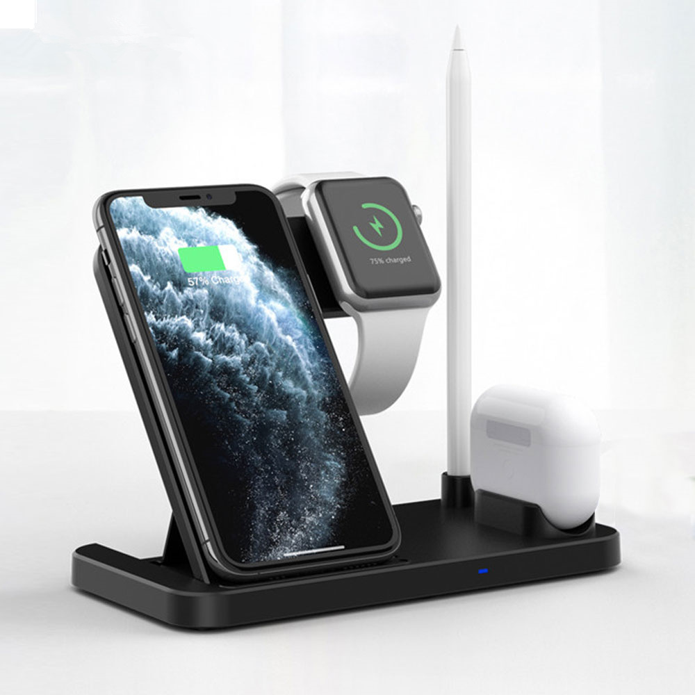 

4 in 1 Qi Wireless Charger Stand For iphone 11 Pro XS MAX Fast Charging Dock Station For Apple Watch 5 4 3 For Airpods Apple pencil