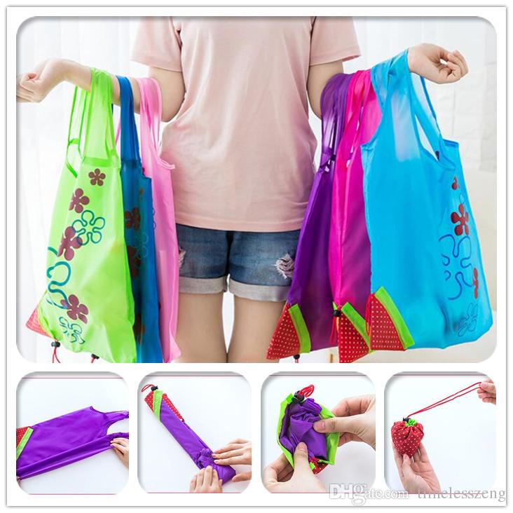 

Portable Shopping Grocery Bags Folding Cute Strawberry Storage Bag Reusable Large Size Shopper Tote Multicolor Pouch